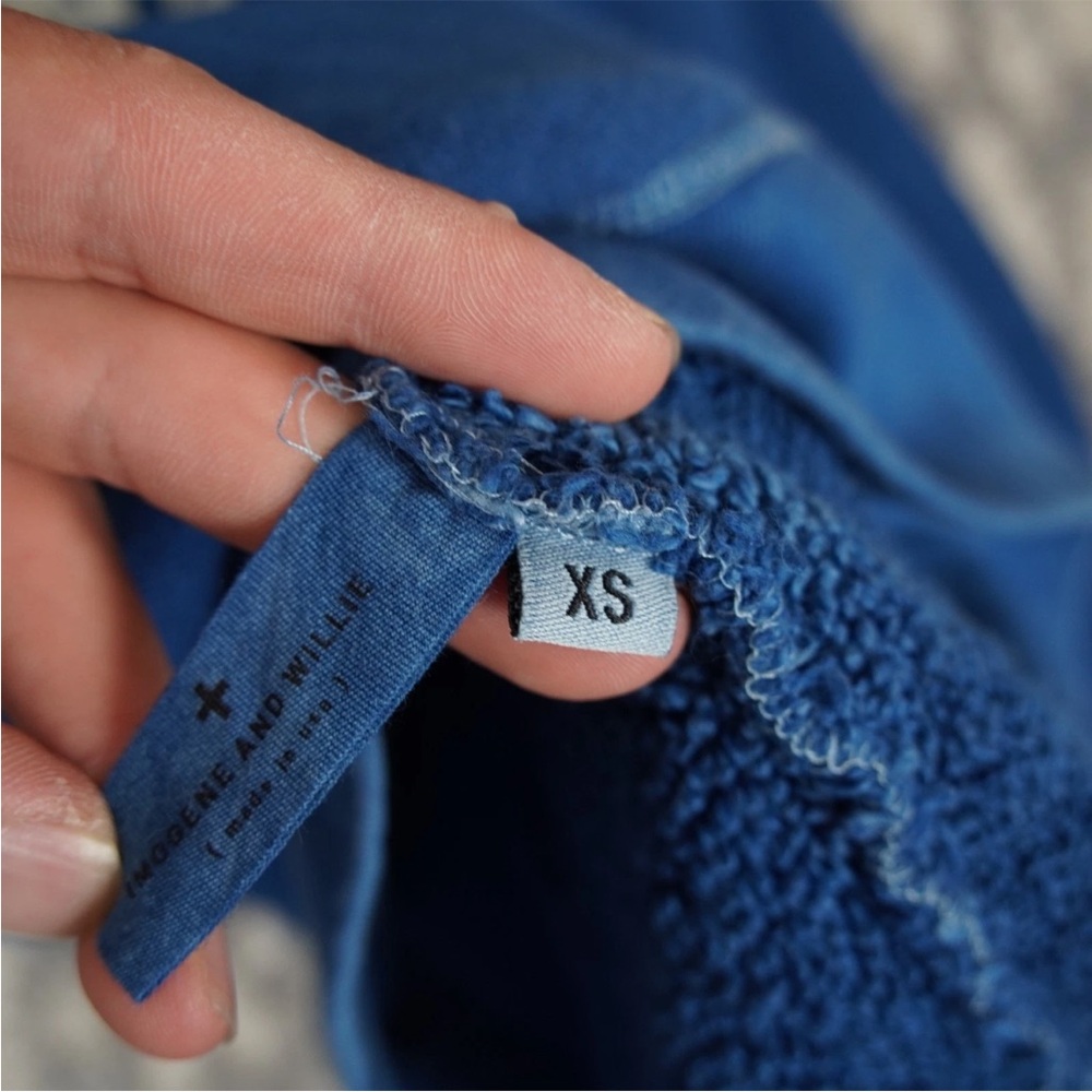 Imogene + Willie Indigo Sweatshirt Fleece Sz XS Limited Edition Blue 0010 - Picture 10 of 14